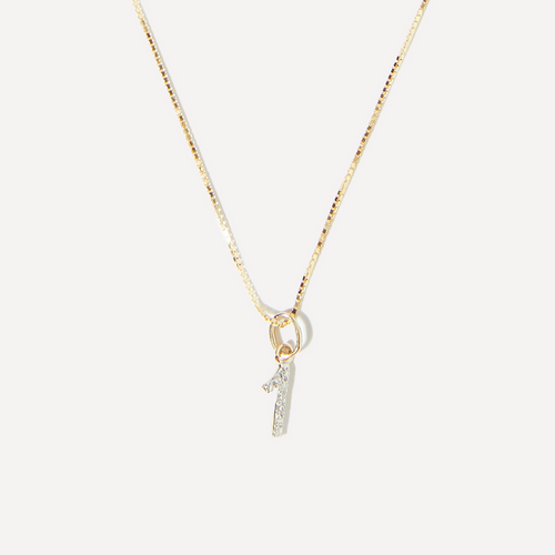 Diamond Number Charm Necklace