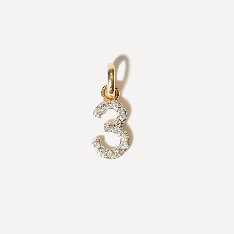 Diamond Number Charm Necklace