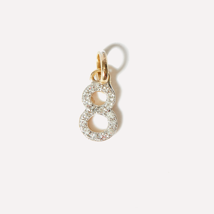 Diamond Number Charm Necklace